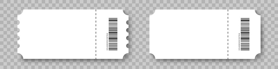 Wall Mural - coupons. white coupon mockup. ticket with barcode and shadow. vector illustration