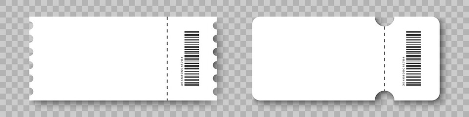 Wall Mural - coupons. white coupon mockup. ticket with barcode and shadow. vector illustration