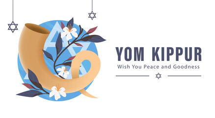 Wall Mural - Yom Kippur Template Vector Illustration. Jewish Holiday Decorative Design Suitable for Greeting Card, Poster, Banner, Flyer. Israel Holiday for Judaism religion, day of atonement