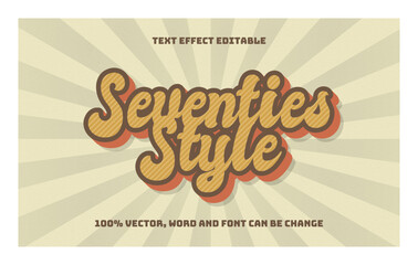 Wall Mural - Seventies text, editable text effect retro style
