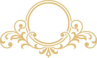 Wall Mural - golden badge template. floral filigree round badge
