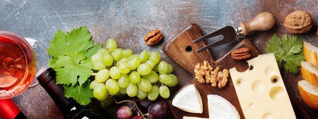 Wall Mural - Wine, grape and cheese