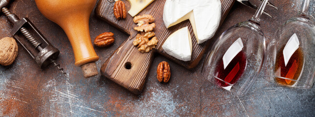 Wall Mural - Wine, nuts and cheese