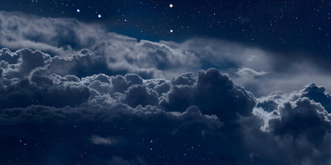 Wall Mural - above the clouds at night