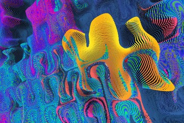 Wall Mural - abstract circle particle colorful wave background, 3d illustration