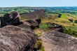 A view along the ridge on the summit of the Roaches escarpment, Staffordshire, UK in summertime