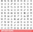© ylivdesign - 100 chat icons set. Outline illustration of 100 chat icons vector set isolated on white background