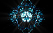 Abstract Illustration Computer Generated Fantastic Crystals Of Various Shapes And Shades On A Black Background For Use In Symbolism, Signs For Digital Design And Graphics