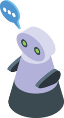 Sticker - Ai help bot icon isometric vector. Tech smart. Future robot