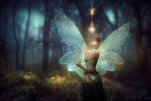 Ethereal Absinthe Fairy With Intricate Glass Wings Digital Artwork Illustration Paintings Hyper Realistic Renders