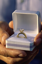 Close-up Of A Person Holding A Box With A Ring