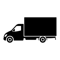 Wall Mural - Van icon. Small commercial truck. Black silhouette. Side view. Vector simple flat graphic illustration. Isolated object on a white background. Isolate.