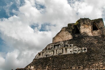 Wall Mural - Closeup of the El Castillo archaeological site at Xunantunich