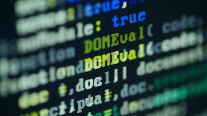Wall Mural - close up of monitor screen with developing programming and coding technologies. programmer or hacker