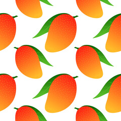 Wall Mural - Mango seamless pattern. Fresh mango Seamless pattern, background for print. realistic 3d Fruit background. vector illustration.