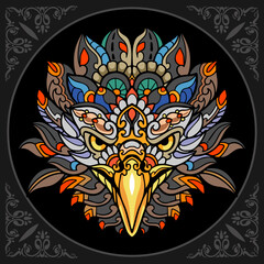 Sticker - Colorful eagle zentangle arts isolated on black background