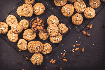 Wall Mural - Homemade almond cookies with chocolate chips