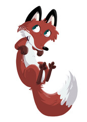 Sticker - Jumping red fox illustration