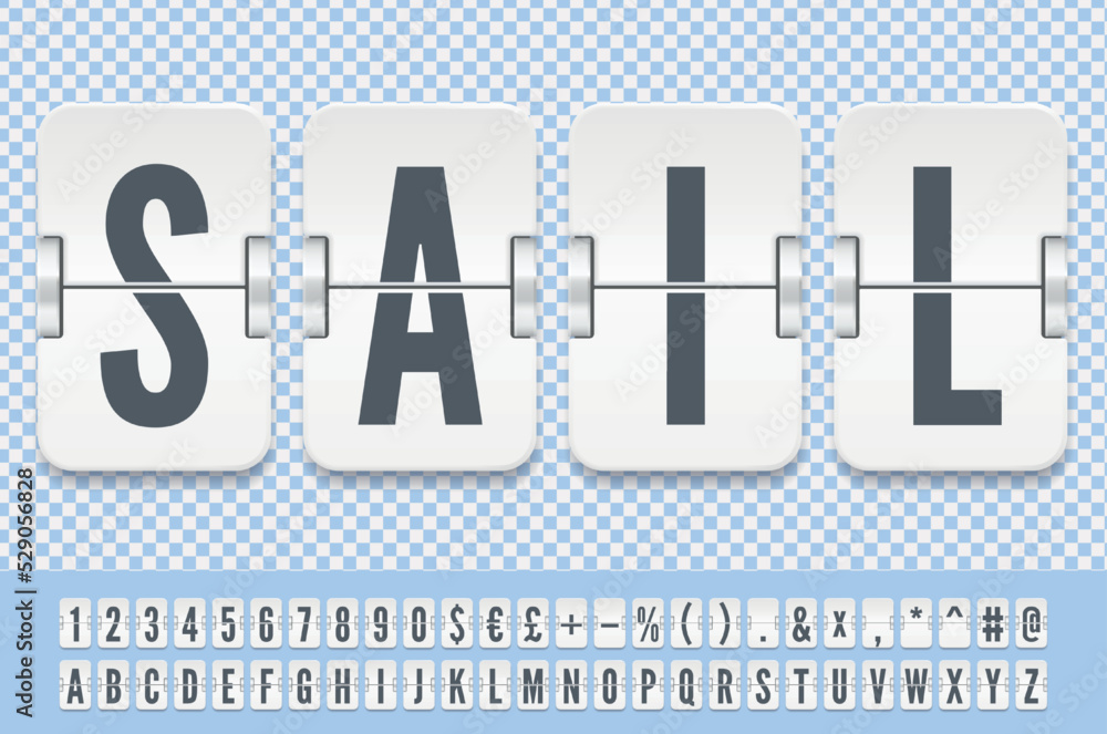 Ship terminal flip board font for water trip destination vector ...