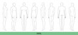 © Vectoressa - Set of XXXL Women Fashion template 9 nine head size Croquis over size Lady model Curvy body figure front, side, 3-4, back view. Vector outline girl for Fashion Design, Illustration, technical drawing