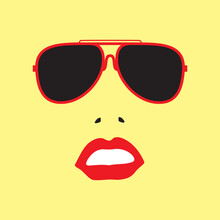 Sunglasses And Lips Sketch Illustration