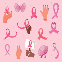  breast cancer, icon collection