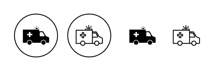 Ambulance icon vector. ambulance truck sign and symbol. ambulance car