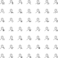Wall Mural - hobby, business, profession of man. occupation concept. line icon set of various items next to facel