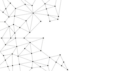 Fototapete - Technology polygon connected dots and lines background template. Network linked global system graphic vector.	