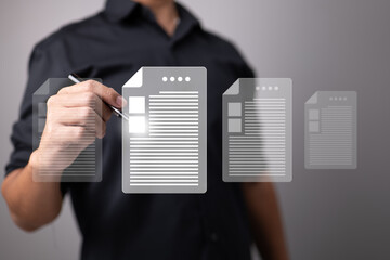 Aufkleber - Digital documents, paperless office, future business contract signing