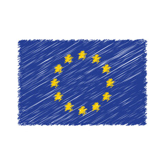 Europe flag with chalk effect vector graphics