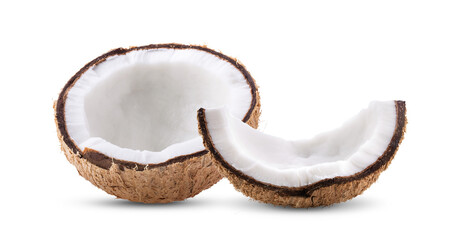 Half coconut isolated  on transparent (PNG)