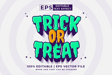 Editable Text Effect Trick Or Treat 3d Cartoon Template Style Premium Vector