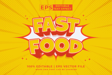 Wall Mural - Editable text effect Fast Food 3d cartoon template style premium vector