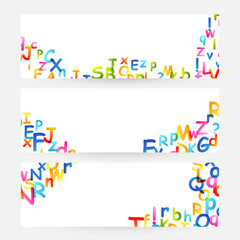 Wall Mural - Kids creative education concept. Rainbow alphabet confetti. Design collection. Vector illustration