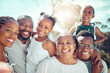 © David Lahoud/peopleimages.com - Family, selfie and love with people taking a photograph with a smile together outside in summer. Self portrait of a happy group of children, parents and grandparents posing for a picture in the sun