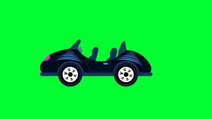 Poster - Luxury colorful Car Green screen Animation. Remove Green color and Use your Project. 2d Cartoon Car