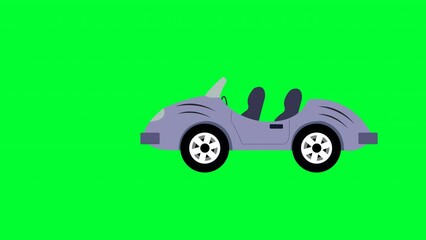 Sticker - Luxury colorful Car Green screen Animation. Remove Green color and Use your Project. 2d Cartoon Car