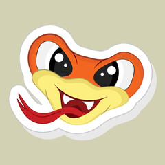 Poster - Sticker or label of Happy Snake.