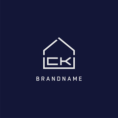 Initial letter CK roof real estate logo design ideas