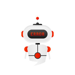 Error chatbot glyph icon. Silhouette symbol. Talkbot with error in speech bubble. Error bot. Artificial intelligence