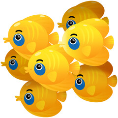 cartoon happy and funny looking fish swimming illustration for children