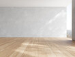 3d rendering of empty room with wooden floor and concrete wall
.