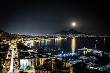 Wall Mural - View from Posillipo on Naples by Night, Italy