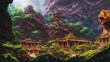 Artistic concept painting of an ancient temple, background illustration.