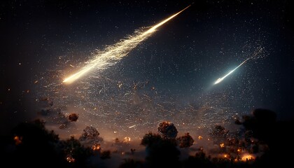 Aufkleber - Powerful missiles flying across dark space with fogginess