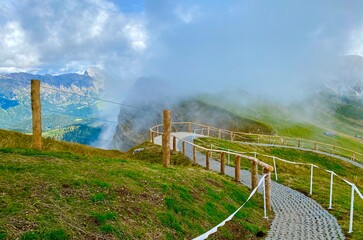 Wall Mural - landscape with the Italian Alps mountains at Seceda