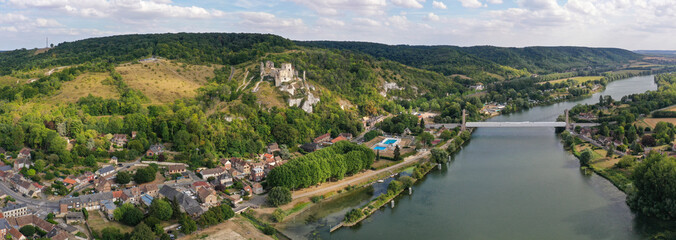 Wall Mural - aerial view on gaillard castle in the city of the andelys