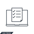 © ABDUL - online test icon logo vector illustration. Laptop with Online Form Survey symbol template for graphic and web design collection