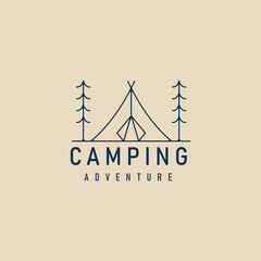 Wall Mural - camping line art logo, icon and symbol, vector illustration design